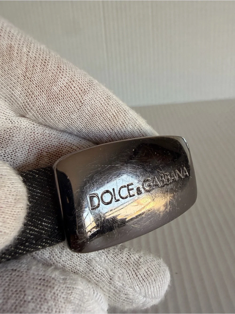 Dolce & Gabbana Reversible Black Denim and burgundy leather belt